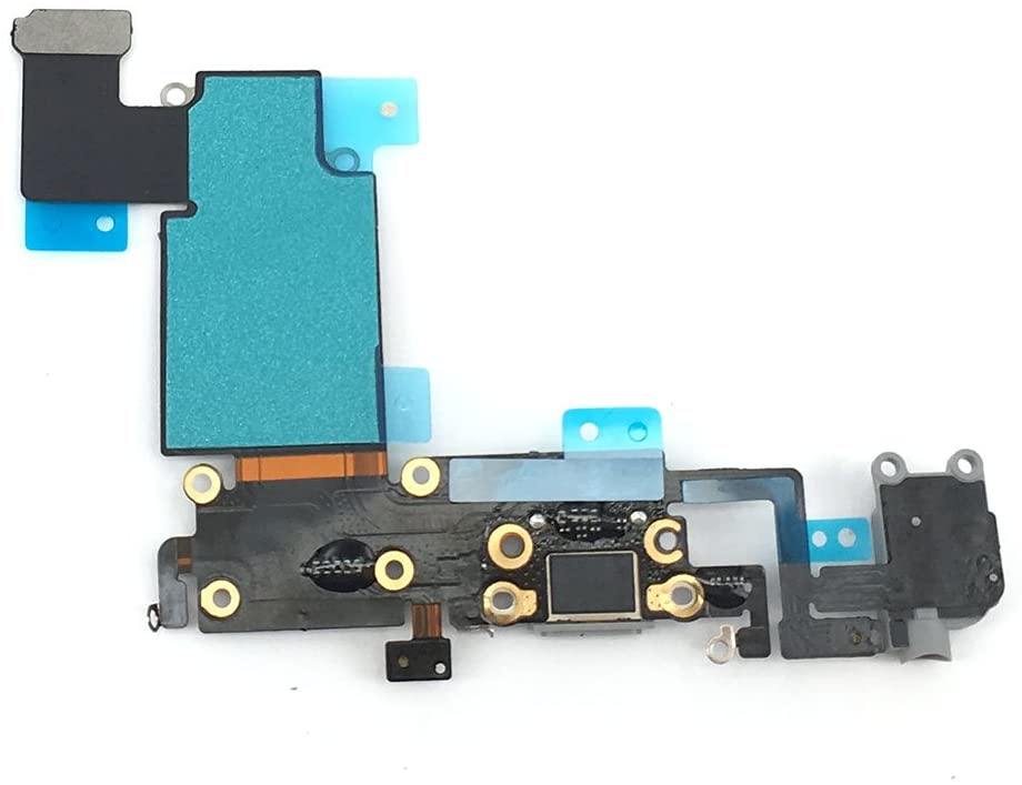 REPLACEMENT FOR IPHONE 6S PLUS HEADPHONE JACK WITH CHARGING CONNECTOR FLEX CABLE - DARK GREY - EXPRESS PARTS -WHOLESALE CELLPHONE REPAIR PARTS