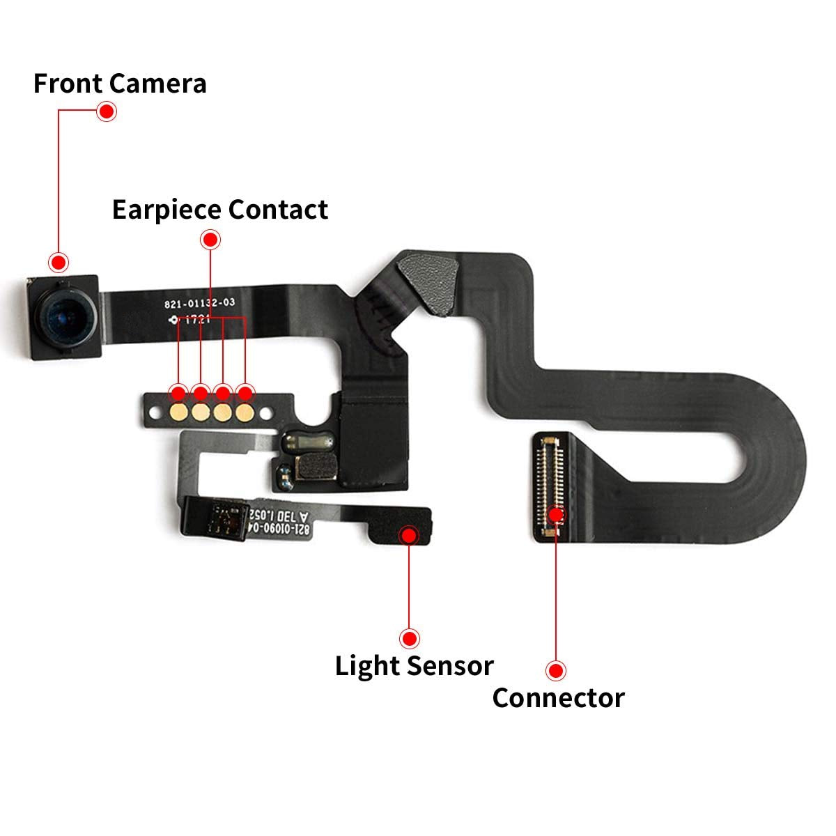 REPLACEMENT FOR IPHONE 8 PLUS AMBIENT LIGHT SENSOR WITH FRONT CAMERA FLEX CABLE