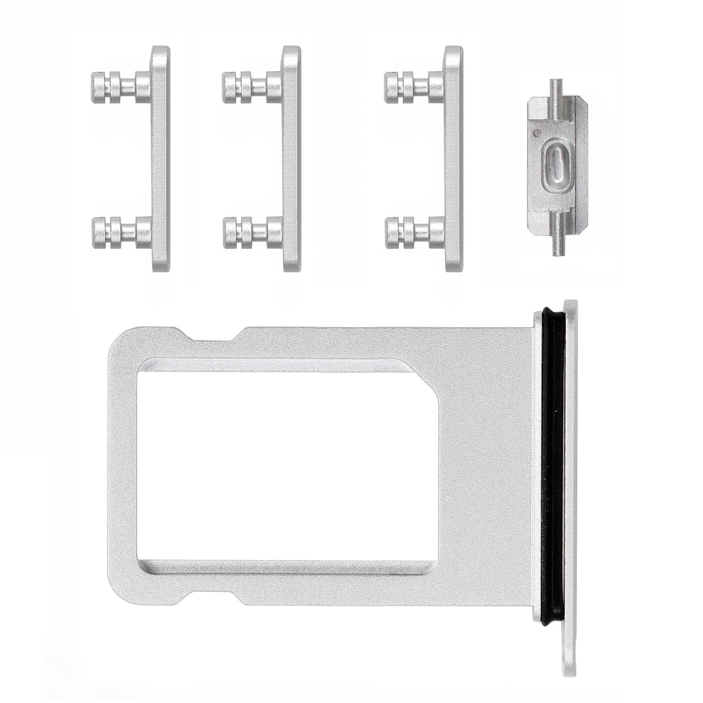 REPLACEMENT FOR IPHONE 8 SIDE BUTTONS SET WITH SIM TRAY - SILVER