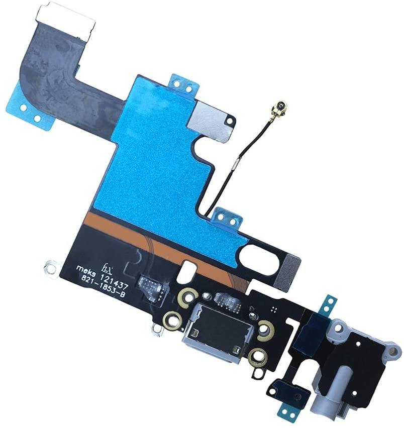 REPLACEMENT FOR IPHONE 6 HEADPHONE JACK WITH CHARGING CONNECTOR FLEX CABLE - LIGHT GRAY - EXPRESS PARTS -WHOLESALE CELLPHONE REPAIR PARTS