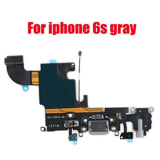 REPLACEMENT FOR IPHONE 6S HEADPHONE JACK WITH CHARGING CONNECTOR FLEX CABLE - DARK GREY - EXPRESS PARTS -WHOLESALE CELLPHONE REPAIR PARTS