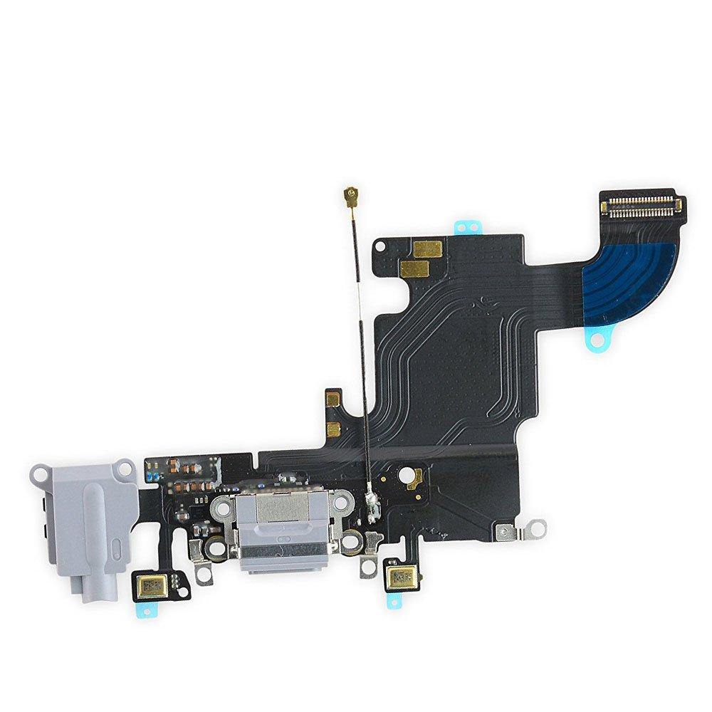 REPLACEMENT FOR IPHONE 6S HEADPHONE JACK WITH CHARGING CONNECTOR FLEX CABLE - DARK GREY - EXPRESS PARTS -WHOLESALE CELLPHONE REPAIR PARTS