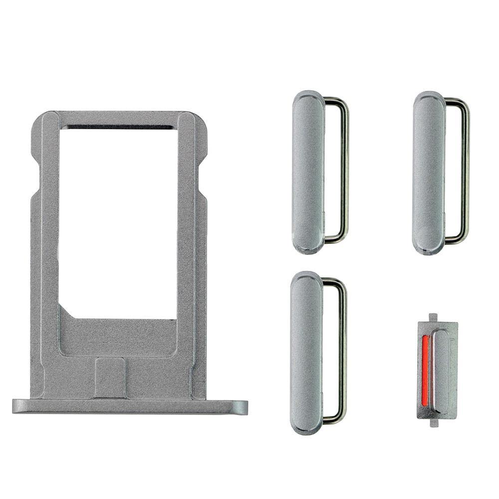 REPLACEMENT FOR IPHONE 6 SIDE BUTTONS SET WITH SIM TRAY - GRAY - EXPRESS PARTS -WHOLESALE CELLPHONE REPAIR PARTS