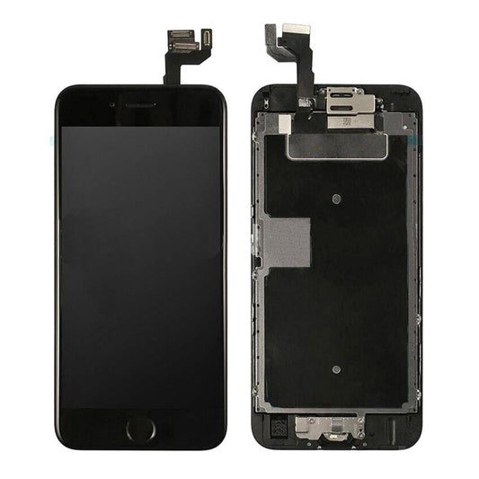 REPLACEMENT FOR IPHONE 6S LCD SCREEN FULL ASSEMBLY WITH BLACK RING HOME BUTTON - BLACK - EXPRESS PARTS -WHOLESALE CELLPHONE REPAIR PARTS