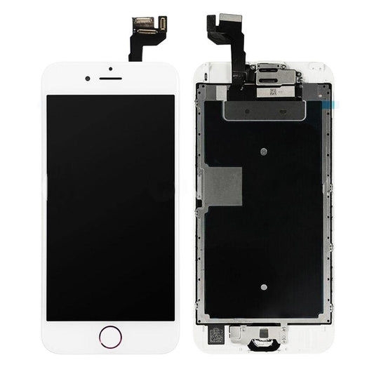 REPLACEMENT FOR IPHONE 6S LCD SCREEN FULL ASSEMBLY WITH SILVER RING HOME BUTTON - WHITE - EXPRESS PARTS -WHOLESALE CELLPHONE REPAIR PARTS