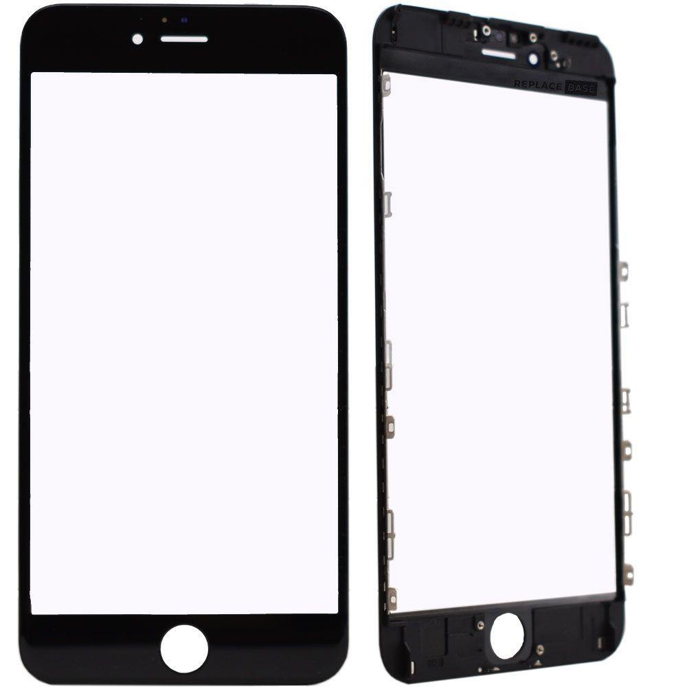 REPLACEMENT FOR IPHONE 6S PLUS FRONT GLASS WITH COLD PRESSED FRAME - BLACK - EXPRESS PARTS -WHOLESALE CELLPHONE REPAIR PARTS