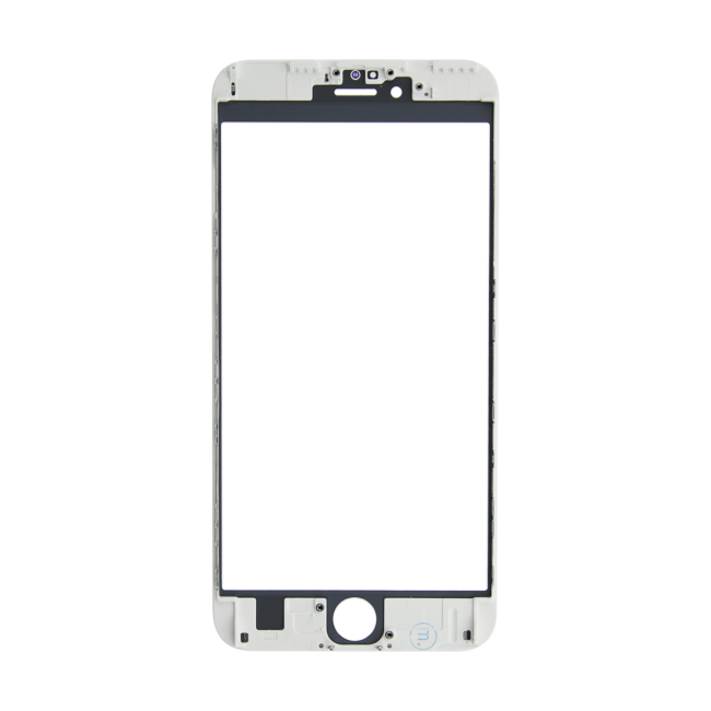 REPLACEMENT FOR IPHONE 6S PLUS FRONT GLASS WITH COLD PRESSED FRAME - WHITE - EXPRESS PARTS -WHOLESALE CELLPHONE REPAIR PARTS