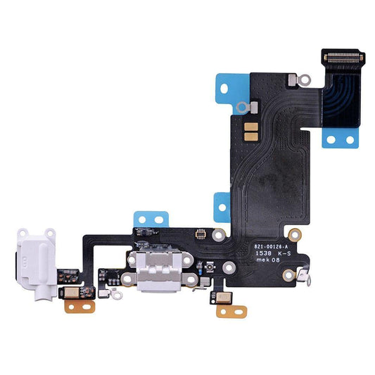 REPLACEMENT FOR IPHONE 6S PLUS HEADPHONE JACK WITH CHARGING CONNECTOR FLEX CABLE - WHITE - EXPRESS PARTS -WHOLESALE CELLPHONE REPAIR PARTS