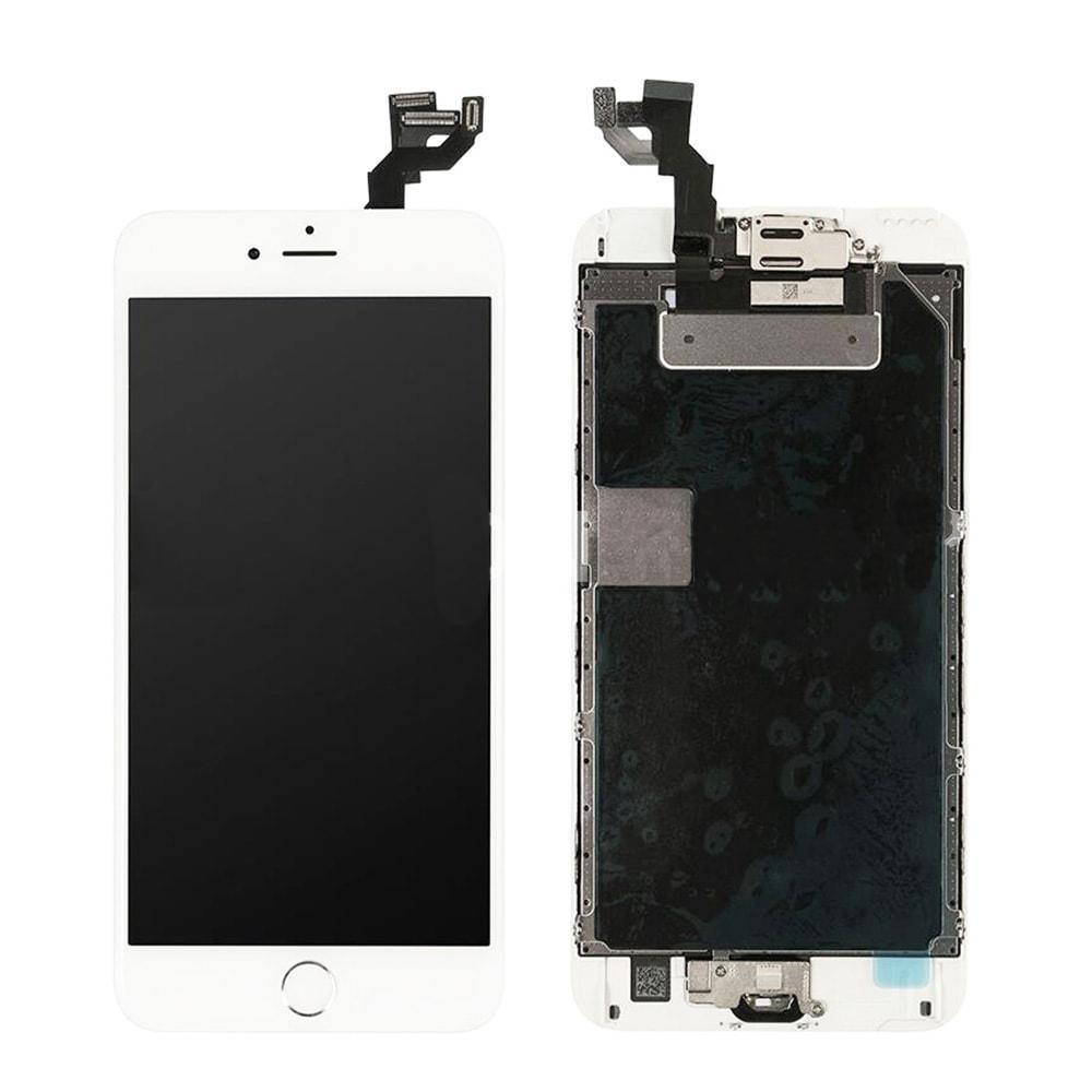 REPLACEMENT FOR IPHONE 6S PLUS LCD SCREEN FULL ASSEMBLY WITH SILVER RING HOME BUTTON - WHITE - EXPRESS PARTS -WHOLESALE CELLPHONE REPAIR PARTS