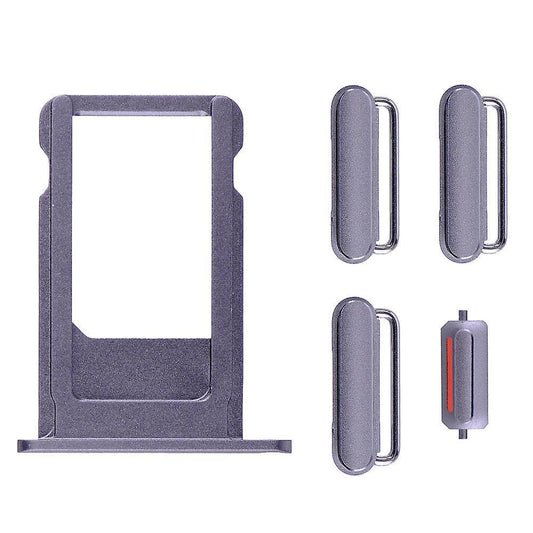 REPLACEMENT FOR IPHONE 6S PLUS SIDE BUTTONS SET WITH SIM TRAY - GREY - EXPRESS PARTS -WHOLESALE CELLPHONE REPAIR PARTS