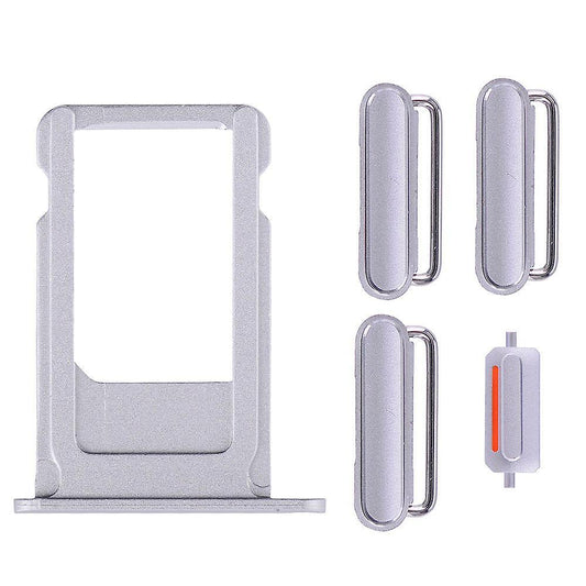 REPLACEMENT FOR IPHONE 6S PLUS SIDE BUTTONS SET WITH SIM TRAY - SILVER - EXPRESS PARTS -WHOLESALE CELLPHONE REPAIR PARTS