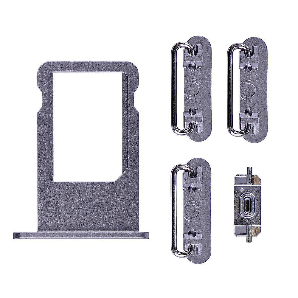 REPLACEMENT FOR IPHONE 6S SIDE BUTTONS SET WITH SIM TRAY - GREY - EXPRESS PARTS -WHOLESALE CELLPHONE REPAIR PARTS