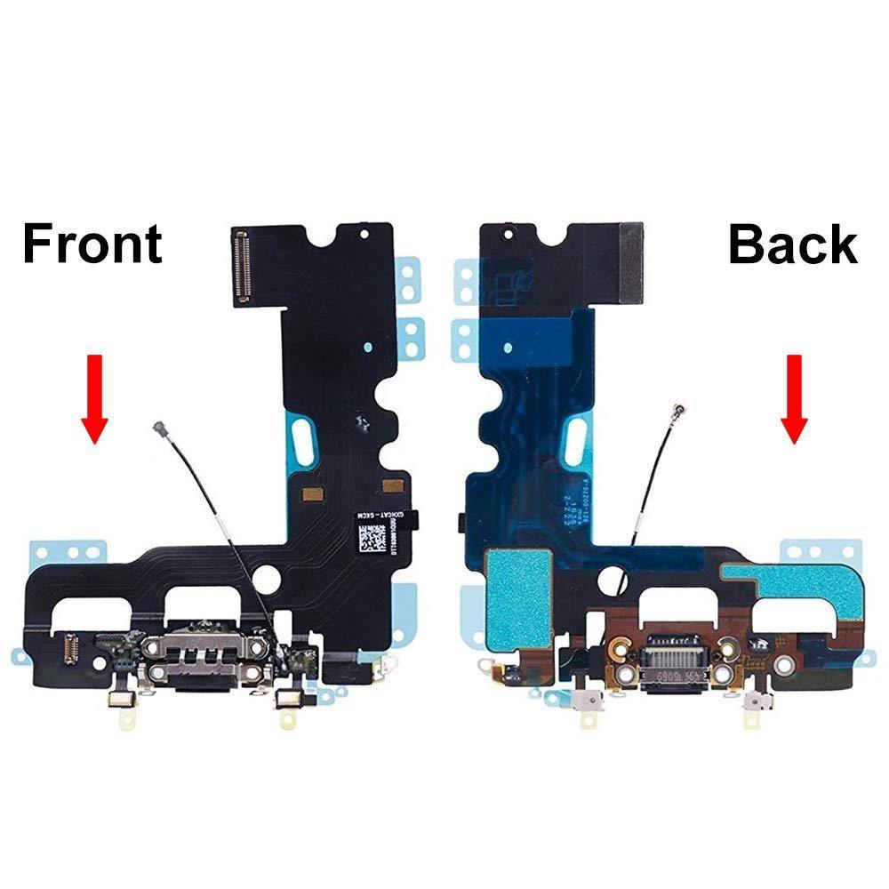 REPLACEMENT FOR IPHONE 7 CHARGING CONNECTOR ASSEMBLY - BLACK - EXPRESS PARTS -WHOLESALE CELLPHONE REPAIR PARTS