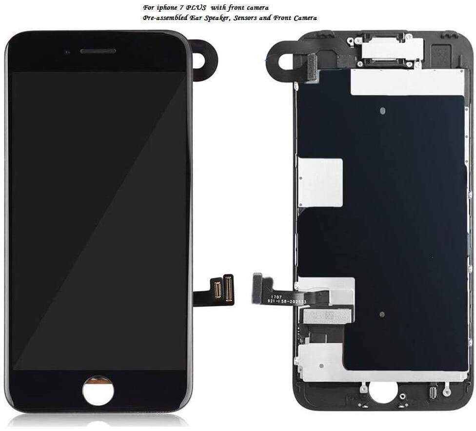 REPLACEMENT FOR IPHONE 7 PLUS LCD SCREEN FULL ASSEMBLY WITHOUT HOME BUTTON - BLACK - EXPRESS PARTS -WHOLESALE CELLPHONE REPAIR PARTS