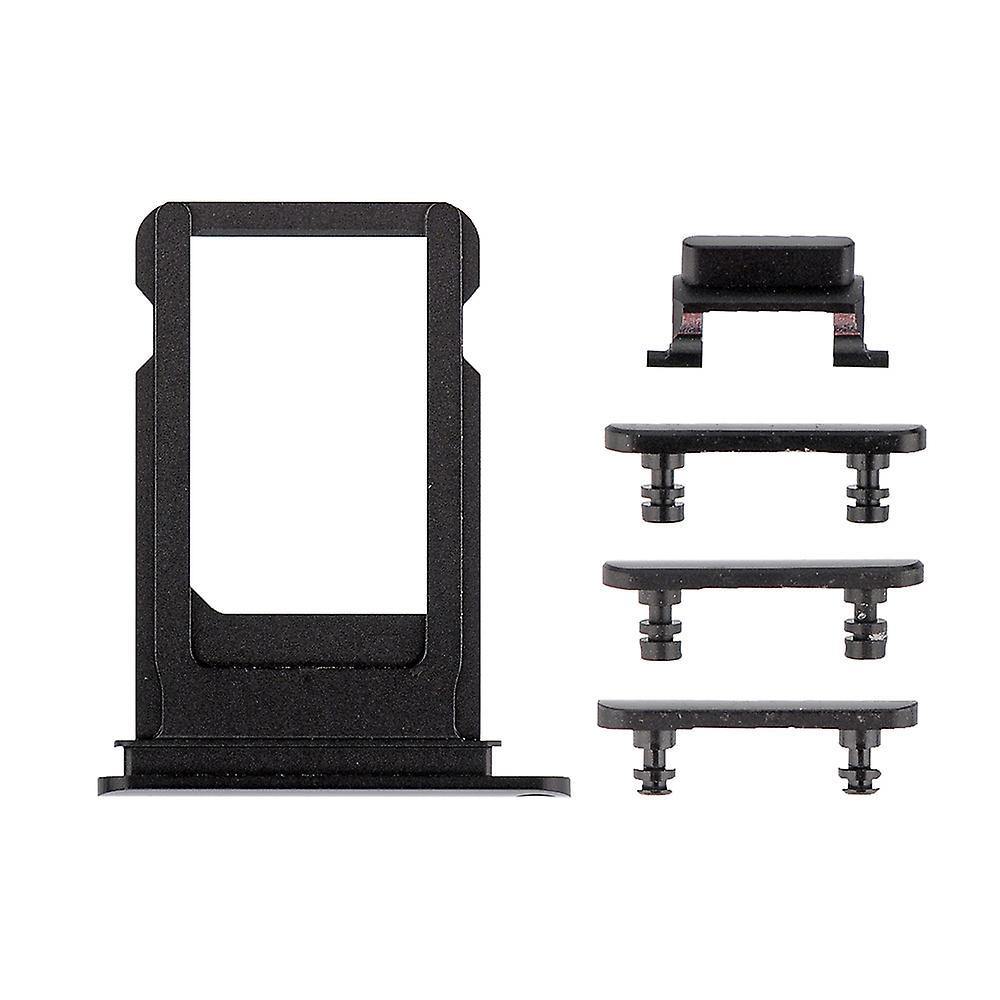 REPLACEMENT FOR IPHONE 7 PLUS SIDE BUTTONS SET WITH SIM TRAY - BLACK - EXPRESS PARTS -WHOLESALE CELLPHONE REPAIR PARTS