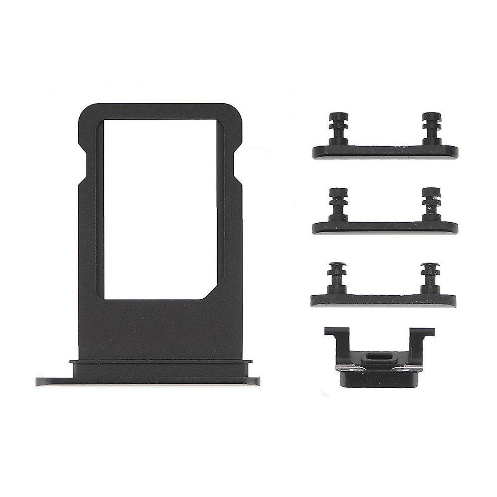 REPLACEMENT FOR IPHONE 7 PLUS SIDE BUTTONS SET WITH SIM TRAY - BLACK - EXPRESS PARTS -WHOLESALE CELLPHONE REPAIR PARTS