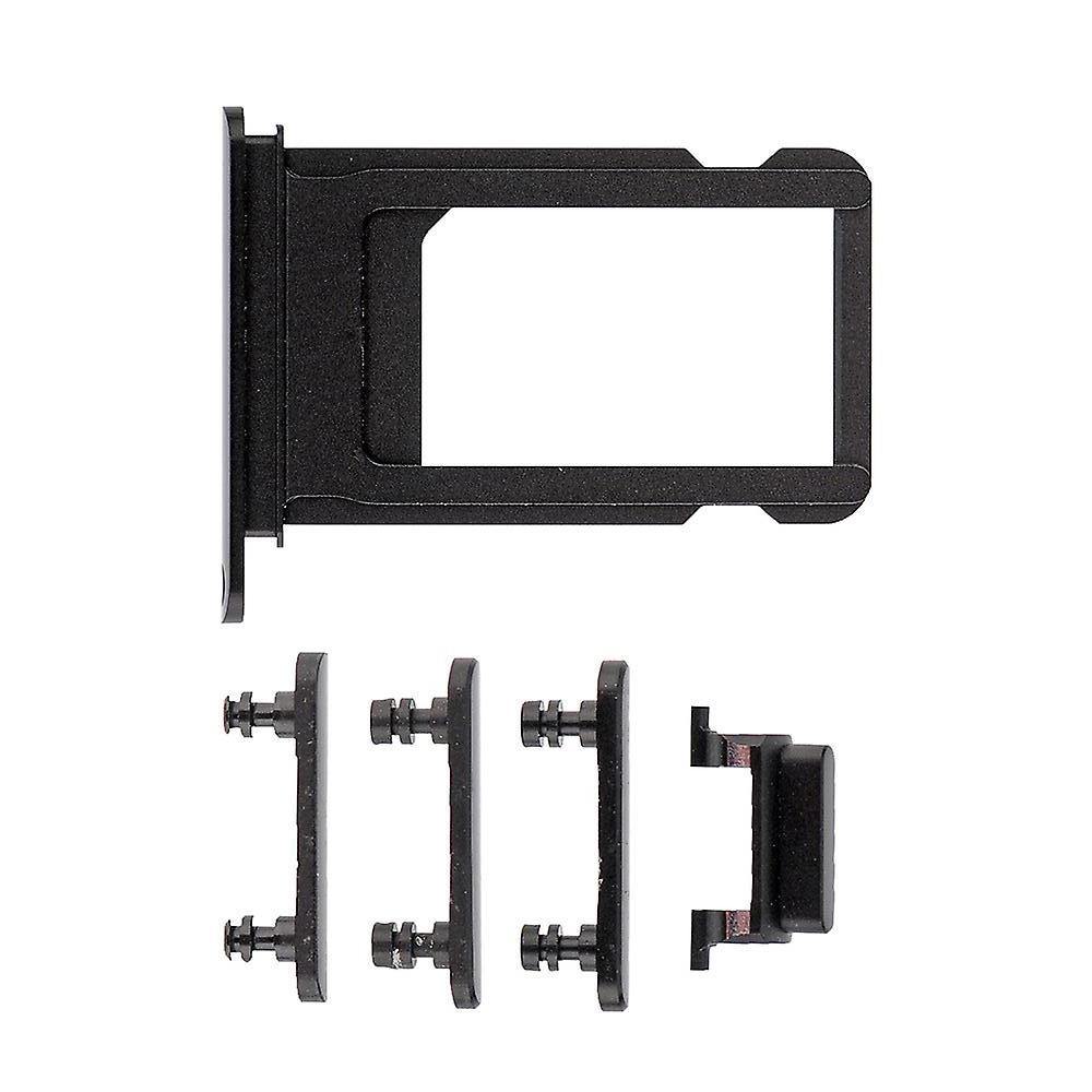 REPLACEMENT FOR IPHONE 7 PLUS SIDE BUTTONS SET WITH SIM TRAY - BLACK - EXPRESS PARTS -WHOLESALE CELLPHONE REPAIR PARTS