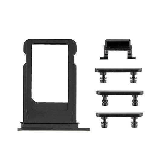 REPLACEMENT FOR IPHONE 7 PLUS SIDE BUTTONS SET WITH SIM TRAY - JET BLACK - EXPRESS PARTS -WHOLESALE CELLPHONE REPAIR PARTS