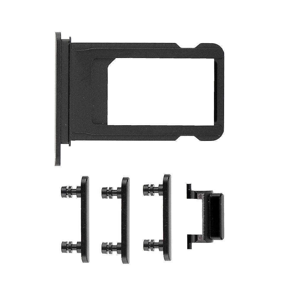 REPLACEMENT FOR IPHONE 7 PLUS SIDE BUTTONS SET WITH SIM TRAY - JET BLACK - EXPRESS PARTS -WHOLESALE CELLPHONE REPAIR PARTS