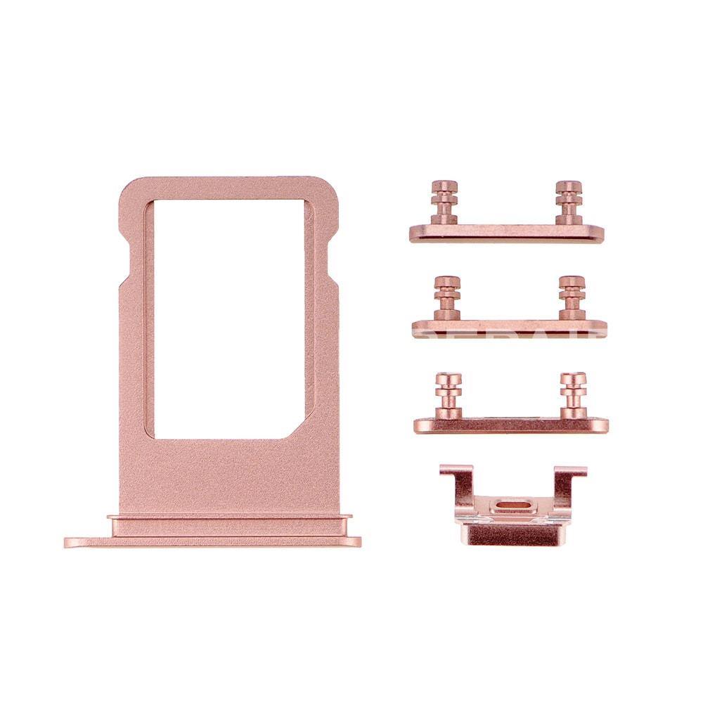 REPLACEMENT FOR IPHONE 7 PLUS SIDE BUTTONS SET WITH SIM TRAY - ROSE - EXPRESS PARTS -WHOLESALE CELLPHONE REPAIR PARTS