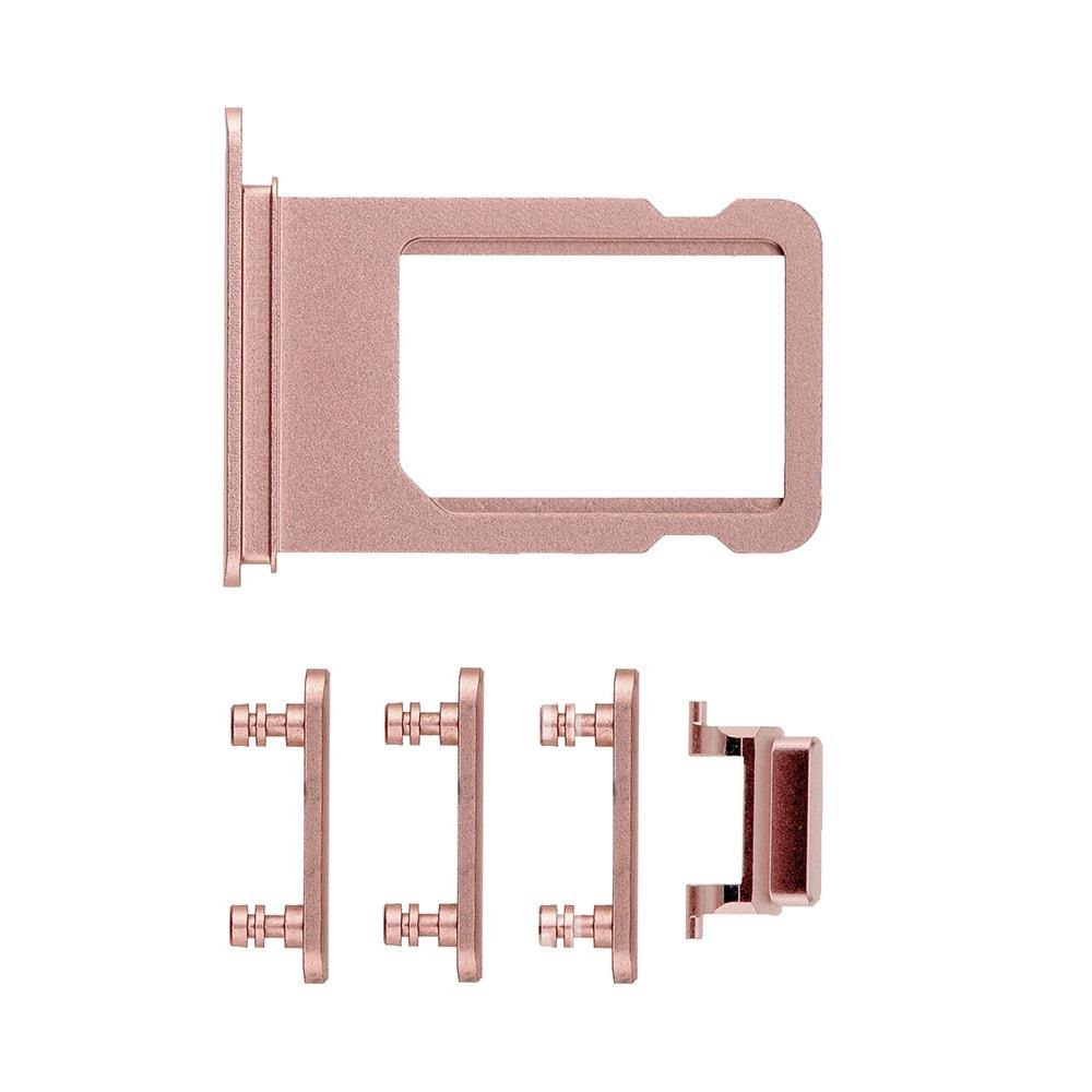 REPLACEMENT FOR IPHONE 7 PLUS SIDE BUTTONS SET WITH SIM TRAY - ROSE - EXPRESS PARTS -WHOLESALE CELLPHONE REPAIR PARTS