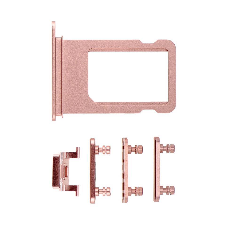 REPLACEMENT FOR IPHONE 7 PLUS SIDE BUTTONS SET WITH SIM TRAY - ROSE - EXPRESS PARTS -WHOLESALE CELLPHONE REPAIR PARTS