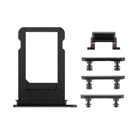 REPLACEMENT FOR IPHONE 7 SIDE BUTTONS SET WITH SIM TRAY - BLACK - EXPRESS PARTS -WHOLESALE CELLPHONE REPAIR PARTS