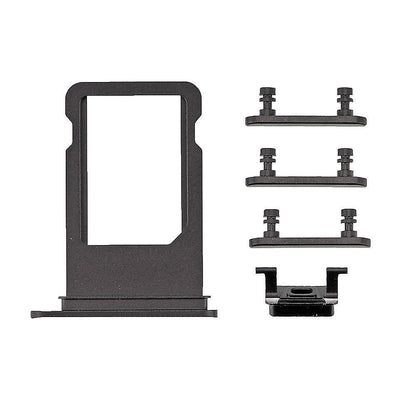 REPLACEMENT FOR IPHONE 7 SIDE BUTTONS SET WITH SIM TRAY - JET BLACK - EXPRESS PARTS -WHOLESALE CELLPHONE REPAIR PARTS