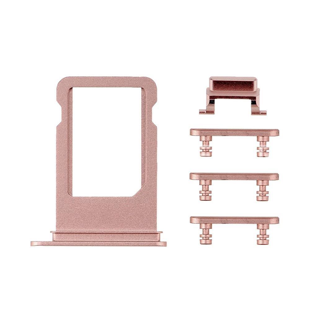 REPLACEMENT FOR IPHONE 7 SIDE BUTTONS SET WITH SIM TRAY - ROSE - EXPRESS PARTS -WHOLESALE CELLPHONE REPAIR PARTS