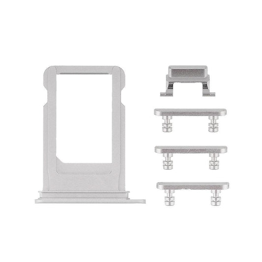 REPLACEMENT FOR IPHONE 7 SIDE BUTTONS SET WITH SIM TRAY - SILVER - EXPRESS PARTS -WHOLESALE CELLPHONE REPAIR PARTS