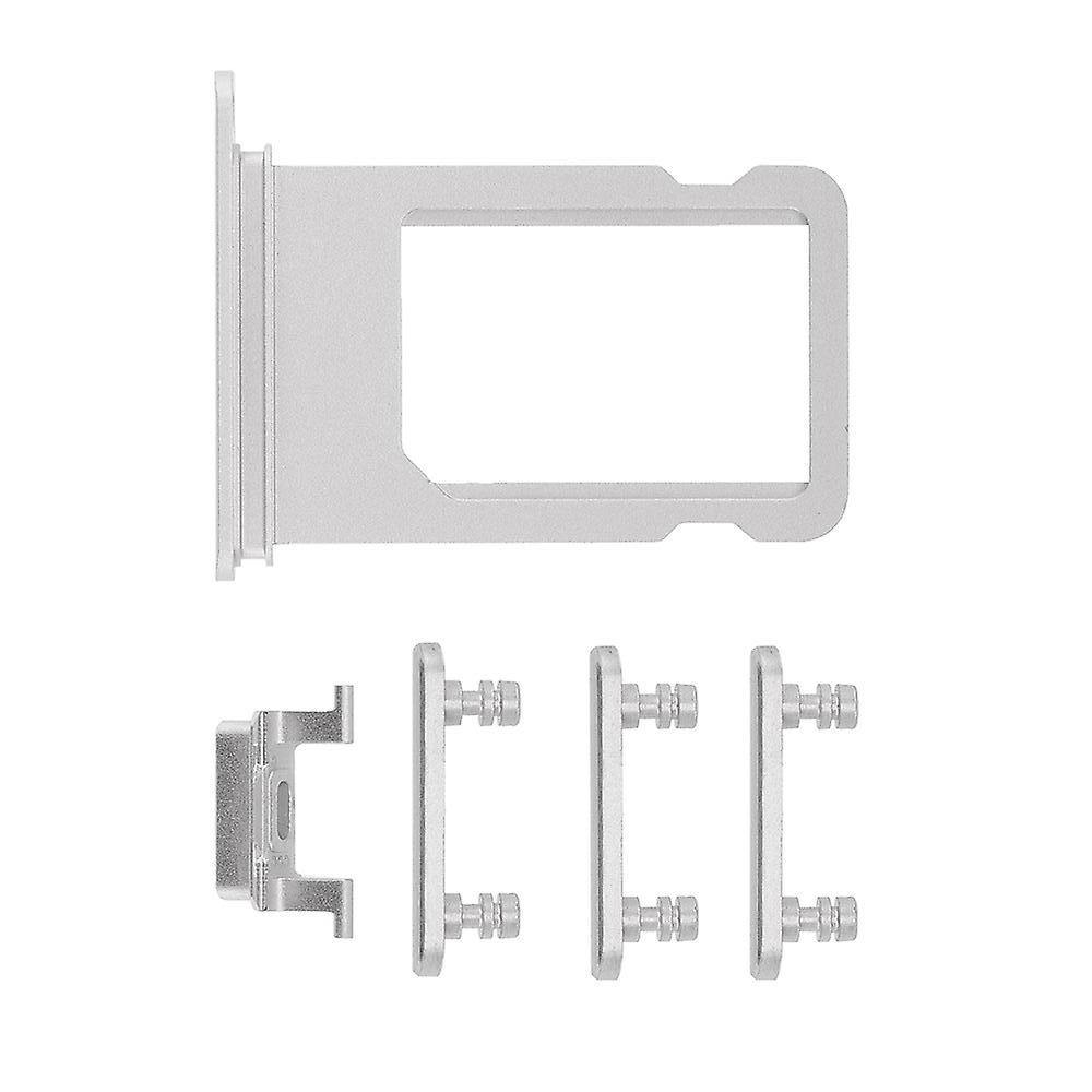 REPLACEMENT FOR IPHONE 7 SIDE BUTTONS SET WITH SIM TRAY - SILVER - EXPRESS PARTS -WHOLESALE CELLPHONE REPAIR PARTS