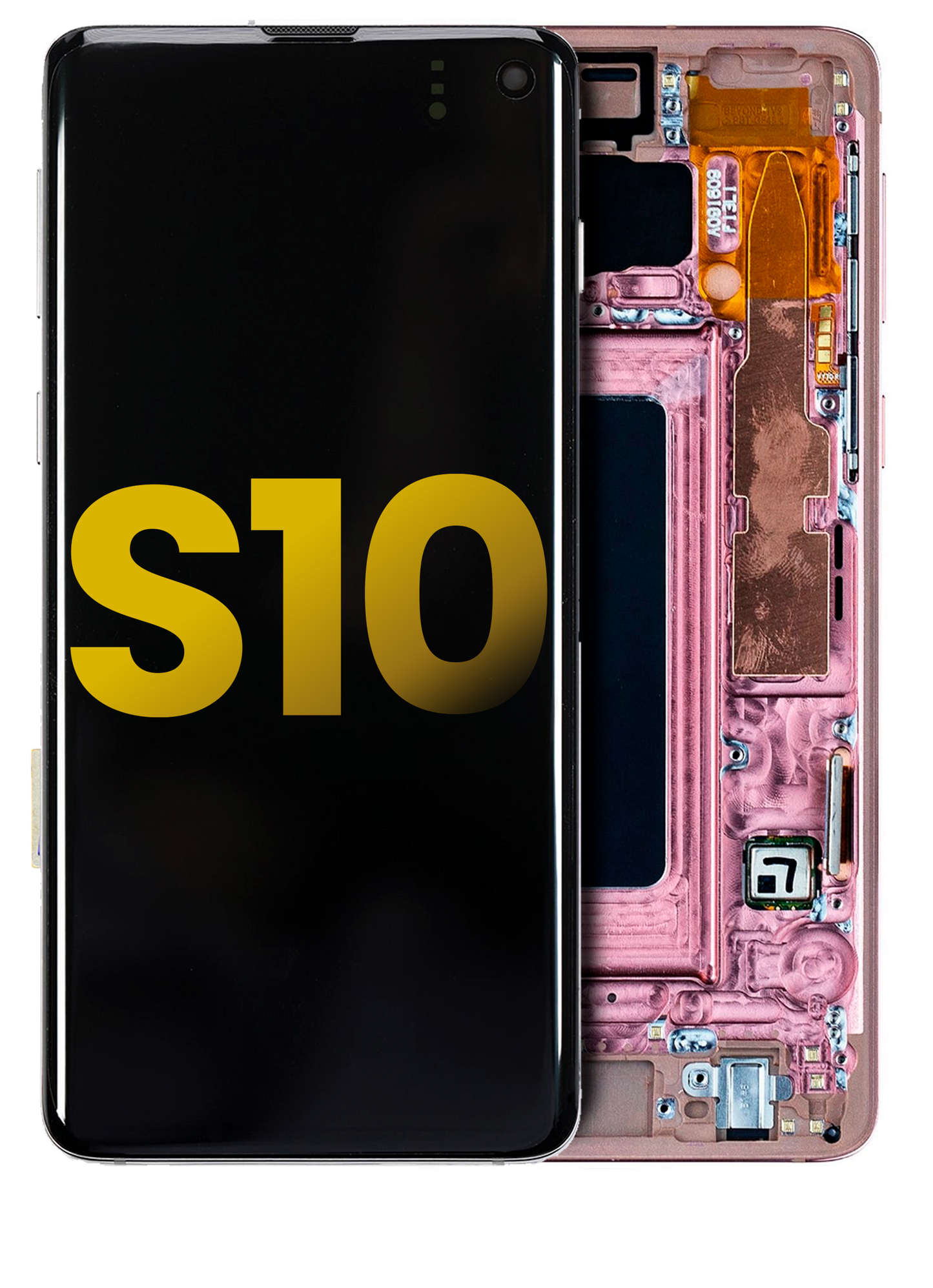 תחליף למכלול מסך דיגיטיזר SAMSUNG GALAXY S10 OLED עם מסגרת - ורוד פלמינגו