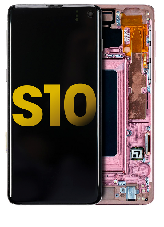 תחליף למכלול מסך דיגיטיזר SAMSUNG GALAXY S10 OLED עם מסגרת - ורוד פלמינגו