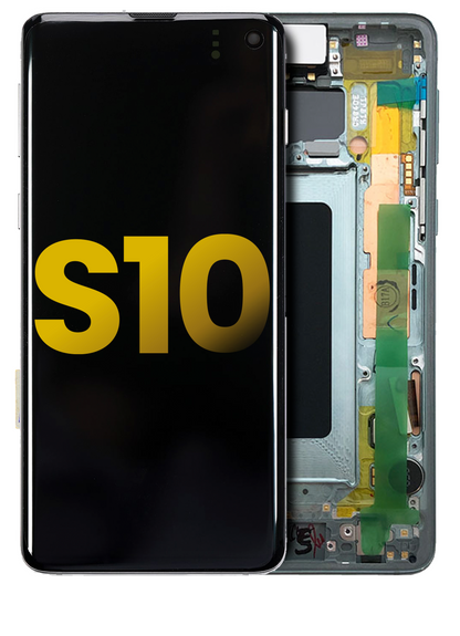 תחליף למכלול מסך דיגיטיזר SAMSUNG GALAXY S10 OLED עם מסגרת - PRISM GREEN