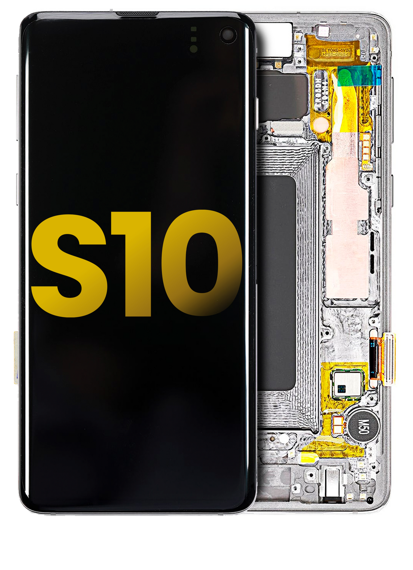 תחליף למכלול מסך דיגיטיזר SAMSUNG GALAXY S10 OLED עם מסגרת - PRISM WHITE