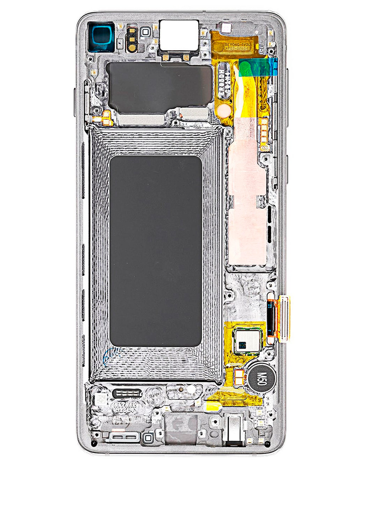 תחליף למכלול מסך דיגיטיזר SAMSUNG GALAXY S10 OLED עם מסגרת - PRISM WHITE
