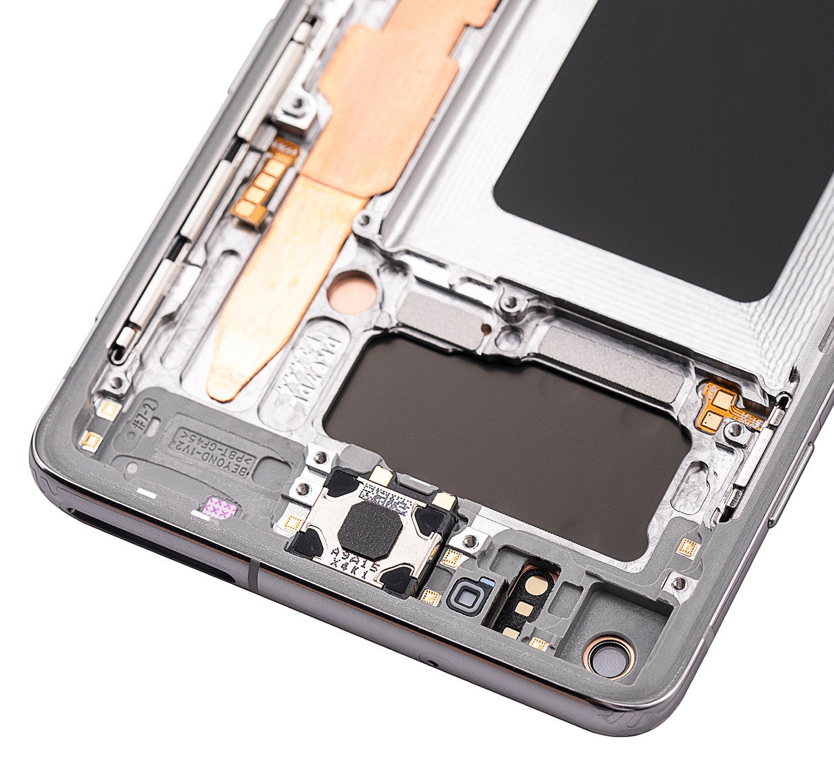 תחליף למכלול מסך דיגיטיזר SAMSUNG GALAXY S10 OLED עם מסגרת - PRISM WHITE