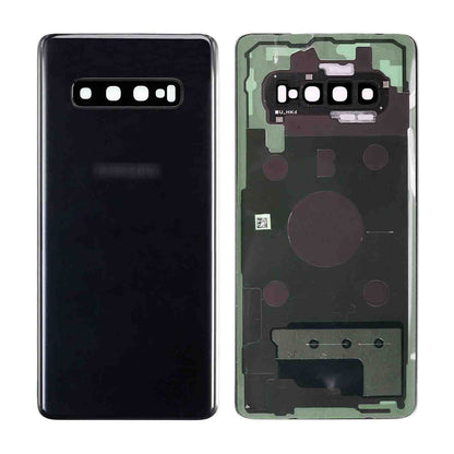 REPLACEMENT FOR SAMSUNG GALAXY S10 PLUS BATTERY DOOR WITH CAMERA GLASS - BLACK