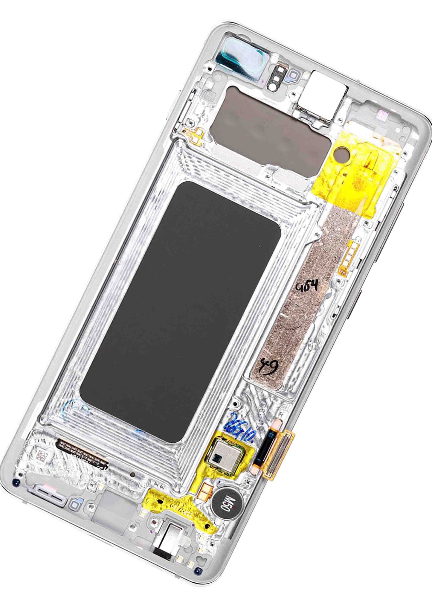 תחליף למכלול מסך דיגיטיזר SAMSUNG GALAXY S10 פלוס OLED עם מסגרת - לבן קרמי