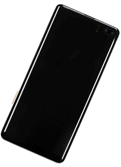 תחליף למכלול מסך דיגיטיזר SAMSUNG GALAXY S10 פלוס OLED עם מסגרת - לבן קרמי