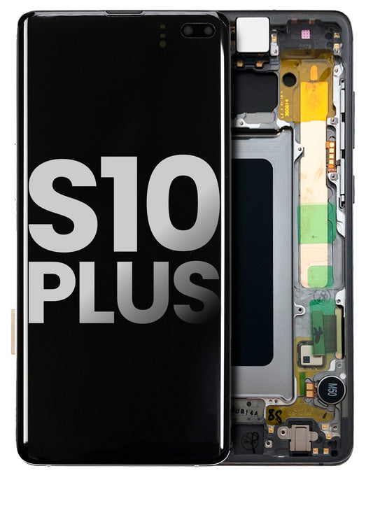 תחליף למכלול מסך דיגיטיזר SAMSUNG GALAXY S10 פלוס OLED עם מסגרת - שחור