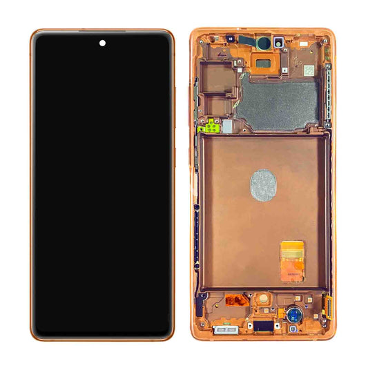 תחליף למכלול מסך OLED של SAMSUNG GALAXY S20 FE 5G עם מסגרת - כתום ענן