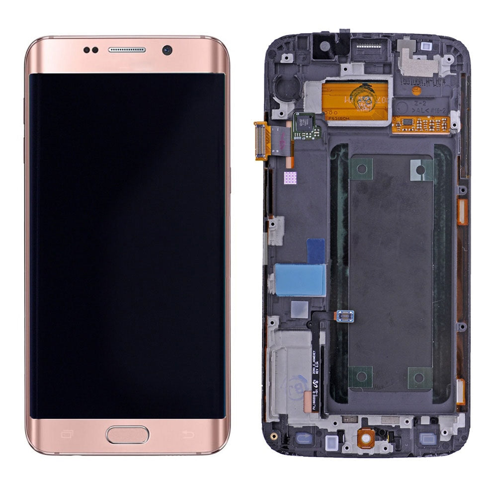 תחליף למסך LCD ומכלול דיגיטיזציה של SAMSUNG GALAXY S6 EDGE SM-G925A עם מסגרת - ורד