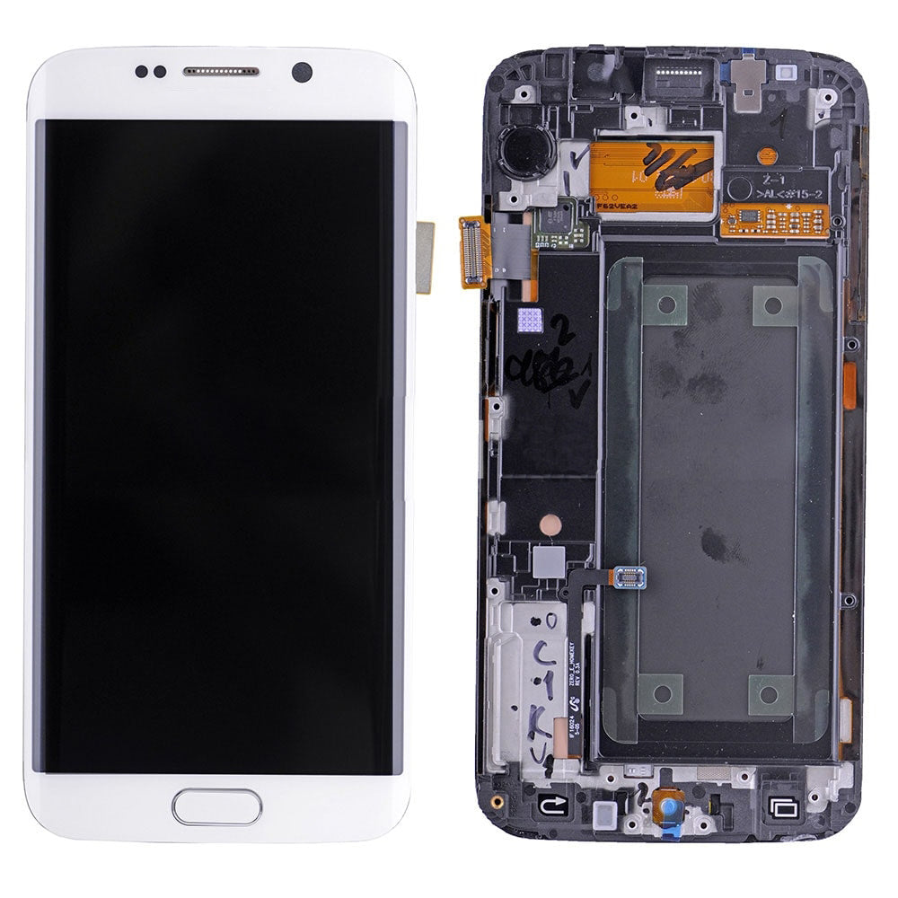 תחליף למסך LCD והרכבה דיגיטיזית של SAMSUNG GALAXY S6 EDGE SM-G925 עם מסגרת - לבן