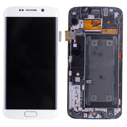 תחליף למסך LCD והרכבה דיגיטיזית של SAMSUNG GALAXY S6 EDGE SM-G925 עם מסגרת - לבן