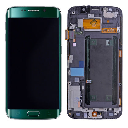 תחליף למסך LCD והרכבה דיגיטיזית של SAMSUNG GALAXY S6 EDGE SM-G925 עם מסגרת - ירוקה