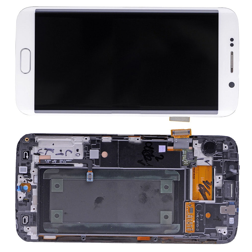 תחליף למסך LCD והרכבה דיגיטיזית של SAMSUNG GALAXY S6 EDGE SM-G925 עם מסגרת - לבן