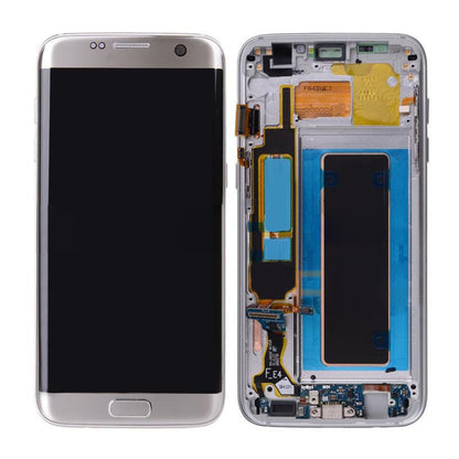 REPLACEMENT FOR SAMSUNG GALAXY S7 EDGE SM-G935 SERIES LCD SCREEN AND DIGITIZER ASSEMBLY WITH FRAME - SILVER