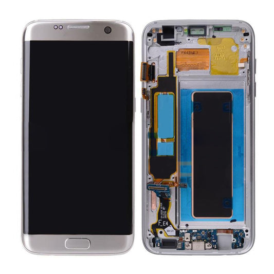 תחליף למסך LCD והרכבת דיגיטיזציה של SAMSUNG GALAXY S7 EDGE SM-G935 עם מסגרת - כסף